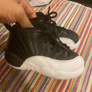 Jordan 12 retro Black & White toddler shoes